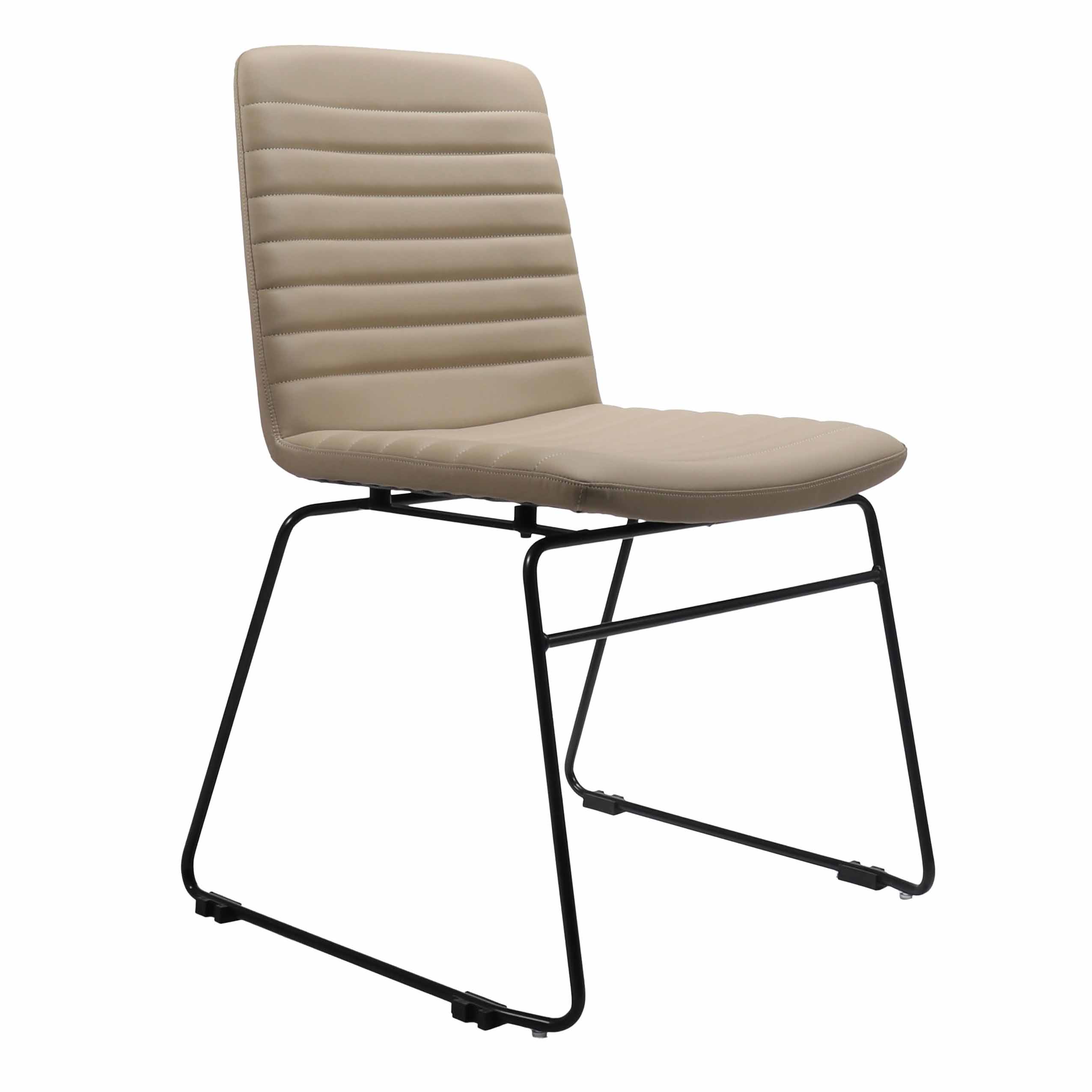 Pixel Sled Base Chair - Almond PU with Black Base